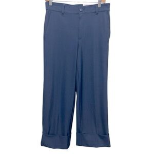 LOFT‎ Blue Wide-Leg Crop Pants | Cuffed Hem | Size 4 | NWT